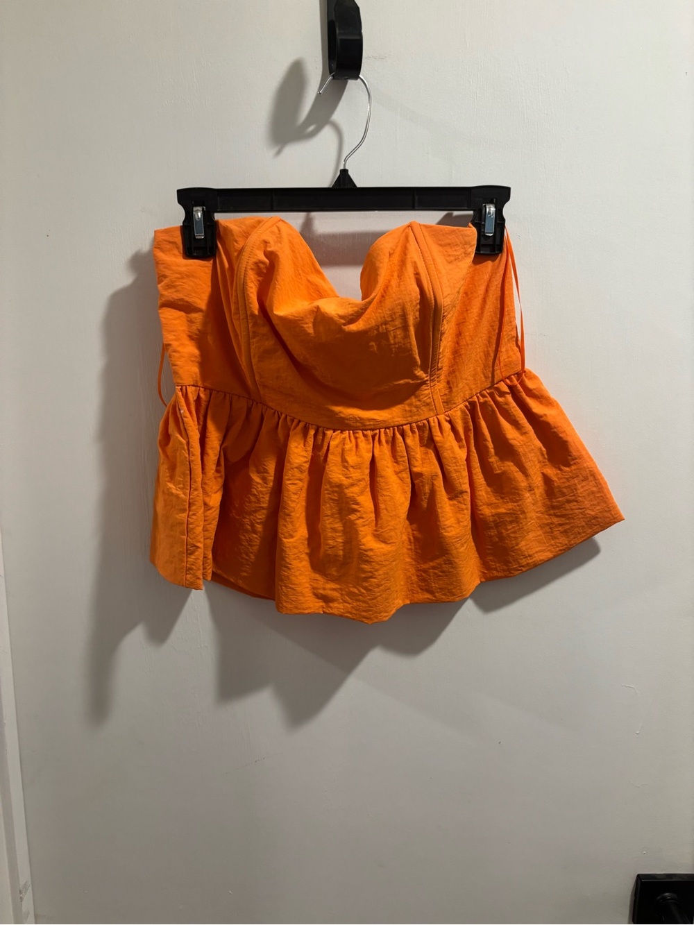 Vivid Orange Strapless Peplum Bustier Top